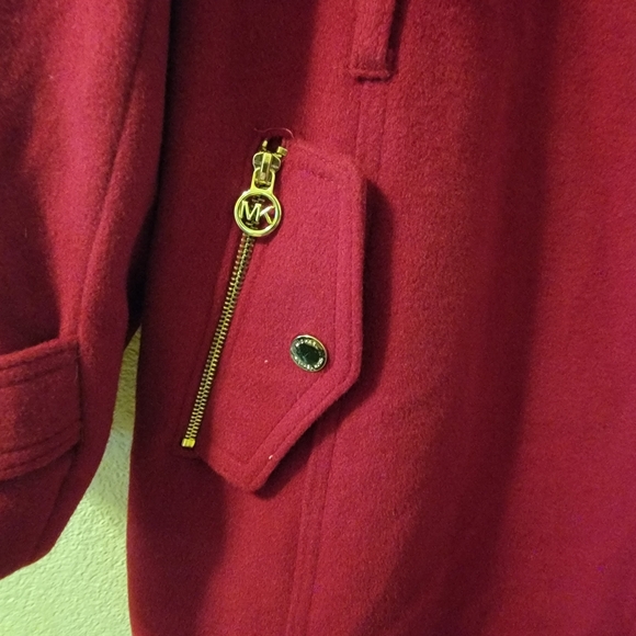 Michael Kors Red Trench Coat with Zipper Accents - Picture 6 of 8